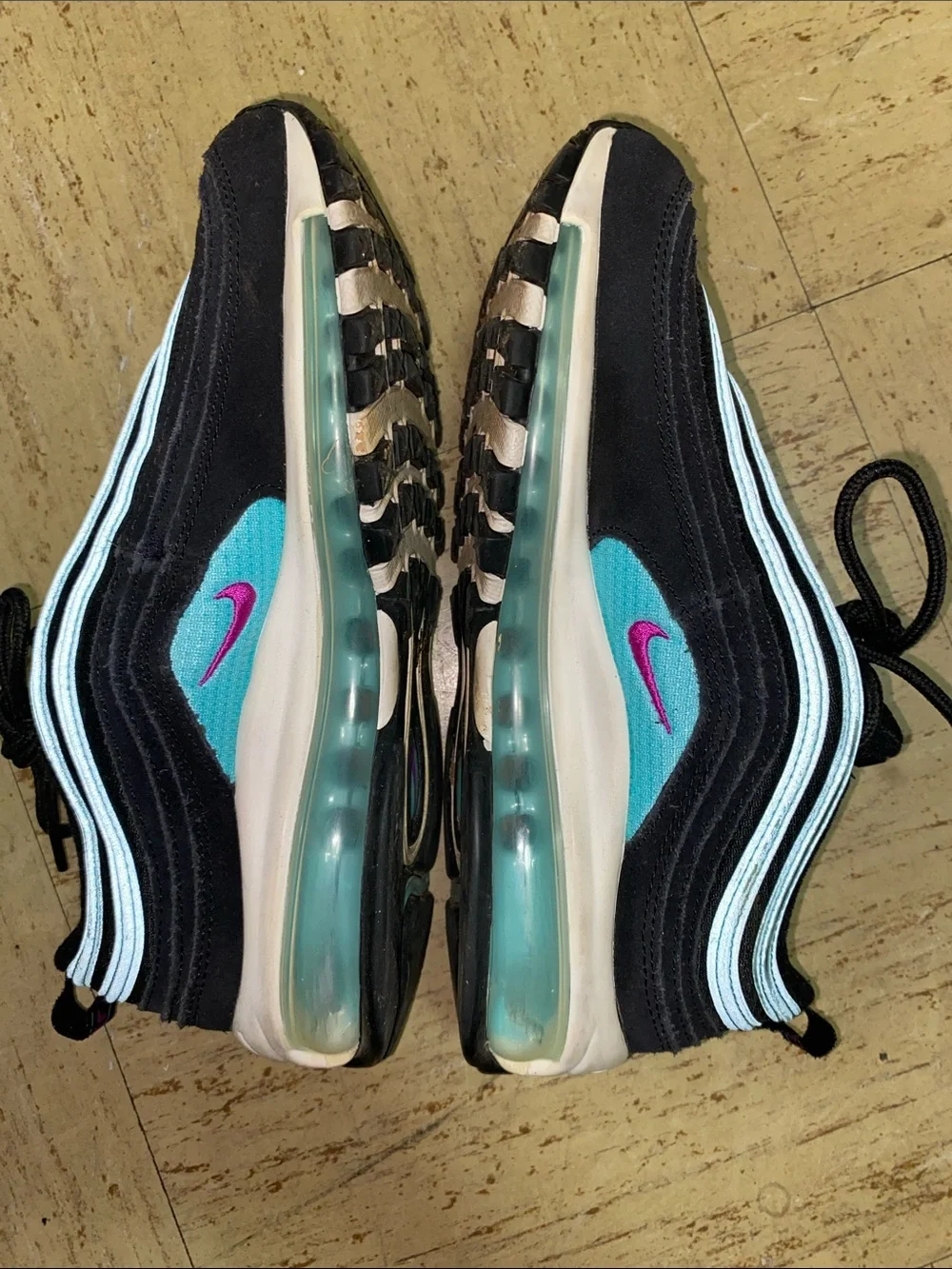 Nike • Air Max 97 • Sneakers in Black, Teal & Purple